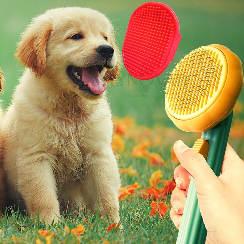 EXPORTTANZA Self Cleaning Dog Comb & Cat Comb - Pet Hair Remover Grooming Comb with Switch & PAIN - FREE Slickers | Deshedding Dog Brush & Cat Brush To Gently Massage The Pets with FREE Bath Brush - Image 5