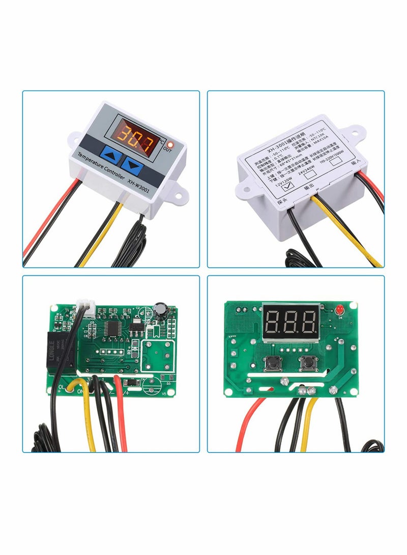 Excefore Digital Temperature Controller LED Thermostat Switch,Temperature Relay Switch Module Programmable Minus 50 to 110 Degree Heating Cooling Thermostat (12V 10A 120W) (2 Pieces) - Image 2