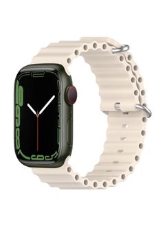 Replacement Strap Ocean Silicone Watch Band for Apple Watch Series 8&7 41mm / SE 2&6&SE&5&4 40mm / 3&2&1 38mm Starlight