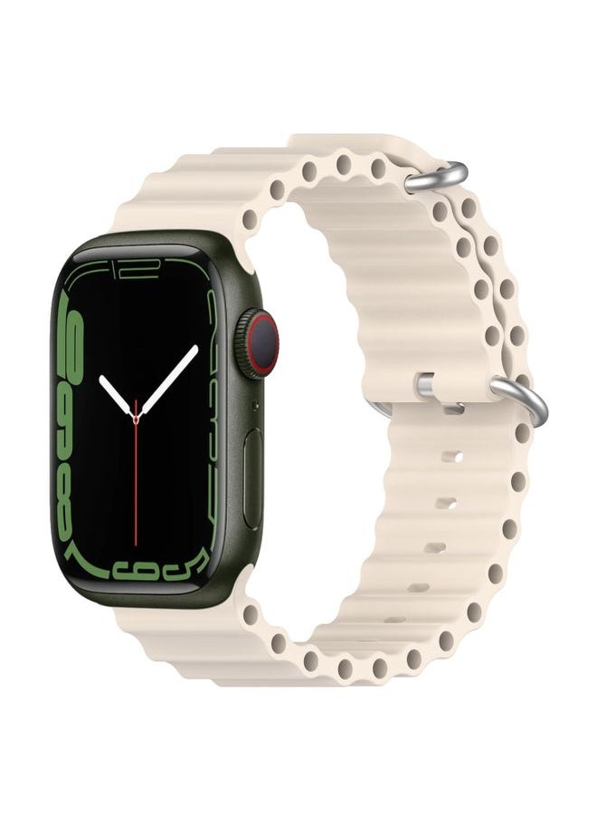 Generic - Replacement Strap Ocean Silicone Watch Band for Apple Watch Series 8&7 41mm / SE 2&6&SE&5&4 40mm / 3&2&1 38mm Starlight - Image 1