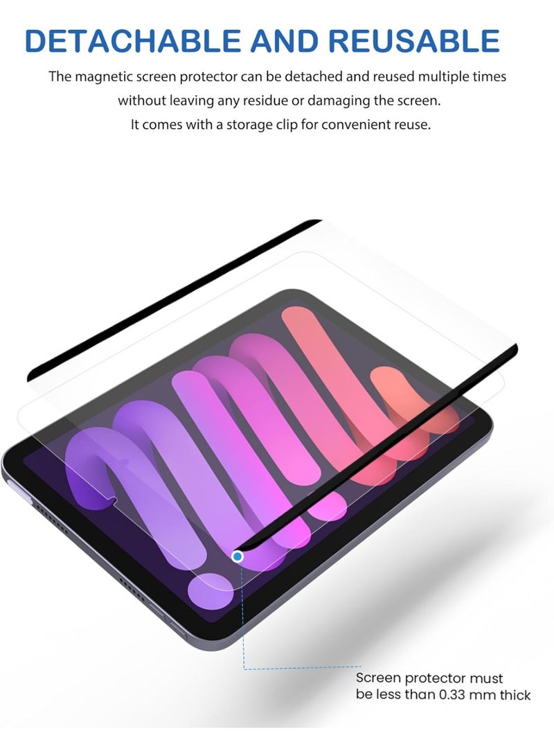 واقي شاشة مغناطيسي ورقي لجهاز iPad mini 6/7 A17 Pro، واقي شاشة غير لامع لجهاز iPad mini 7 2024، تجربة كتابة ورسم مماثلة للكتابة على الورق، مقاوم للوهج والخدوش، قابل للفصل وإعادة الاستخدام - Image 5