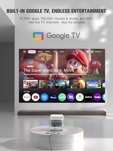 VOPLLS Official Licensed Google TV4K Smart Projector with WiFi and Bluetooth VOPLLS Outdoor Projectors with DolbyAuto Focus Portable Movie Phone Wireless Gaming Wifi Proyector for BedroomHomeCelling - Image 3