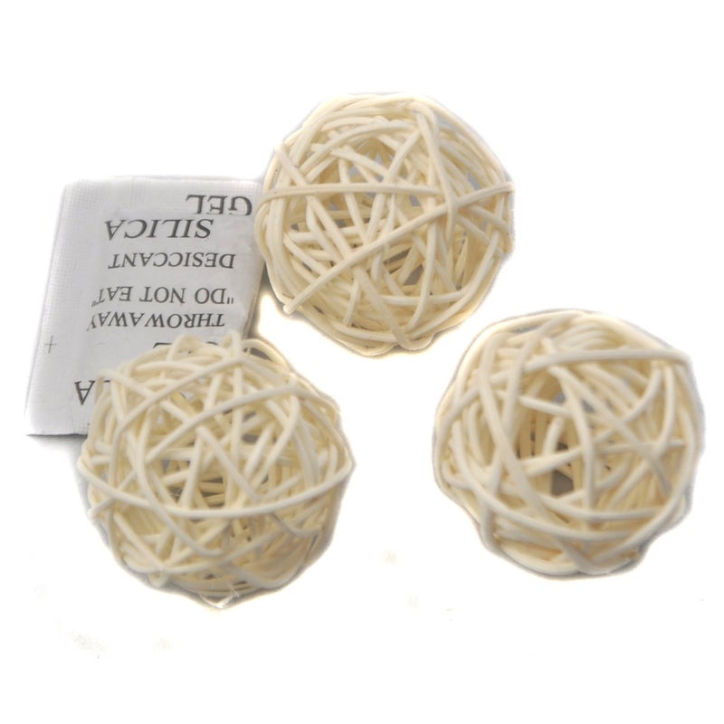Ougual Set of 10pcs Wicker Rattan Balls Table Wedding Party Christmas Decoration (Diameter 2 Inch  White) - Image 1
