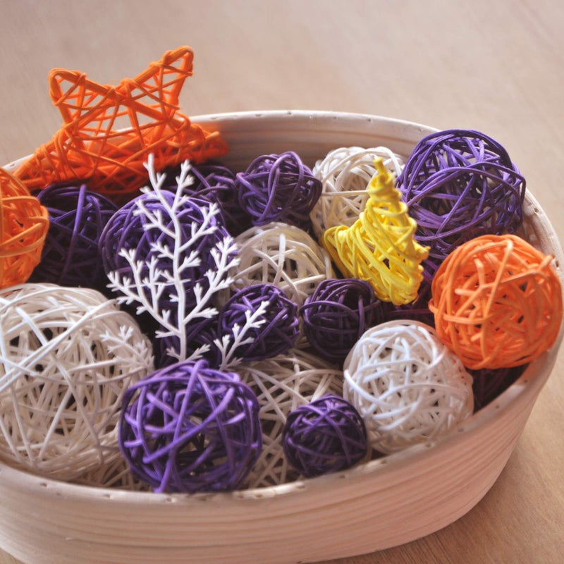 Ougual Set of 10pcs Wicker Rattan Balls Table Wedding Party Christmas Decoration (Diameter 2 Inch  White) - Image 4