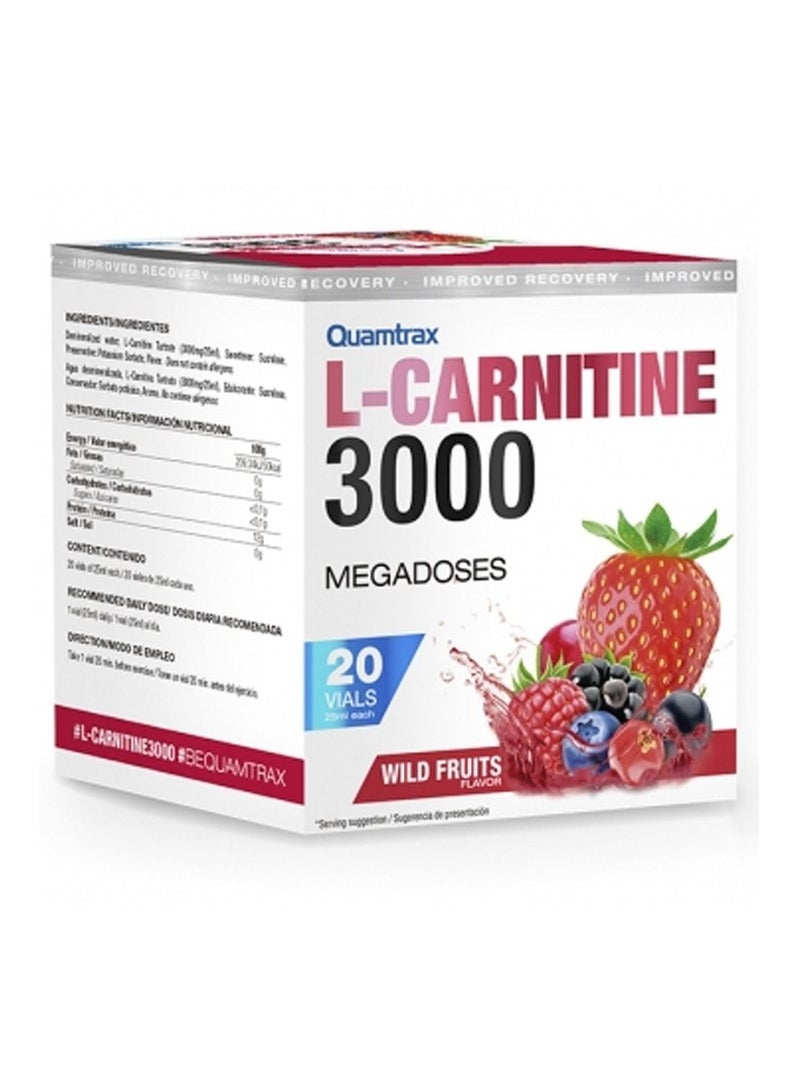 Quamtrax L-Carnitine 3000 Wild Fruits Flavor 20 Vials 25ml - Image 1