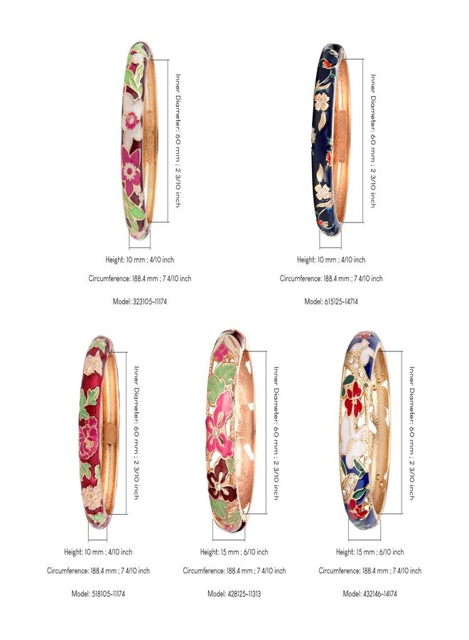 wynameleri Enamel Bangle Bracelet Red and Blue Set of 5 for Women in Gift Box - Image 2