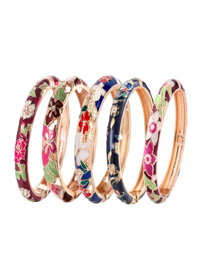 wynameleri Enamel Bangle Bracelet Red and Blue Set of 5 for Women in Gift Box - Image 1