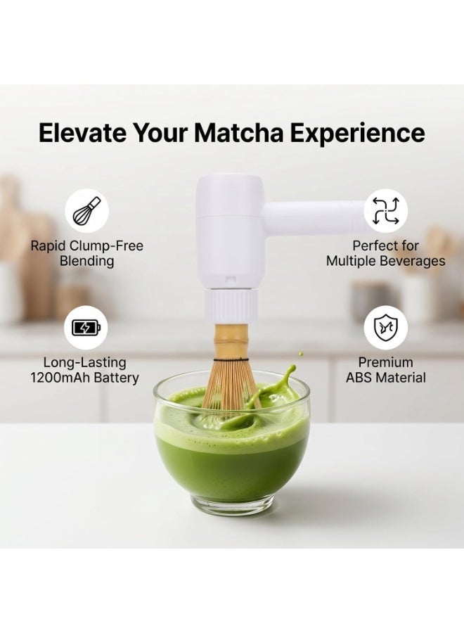 WALALLA Rechargeable Electric Matcha Whisk Set, Handheld Matcha Brush with Bamboo Whisk Head, Type-C Charging Tea Mixer with 3-Level Speed, Portable Frother for Matcha Tea, Coffee, Milk Foam and Home Tea Ceremony - Image 3