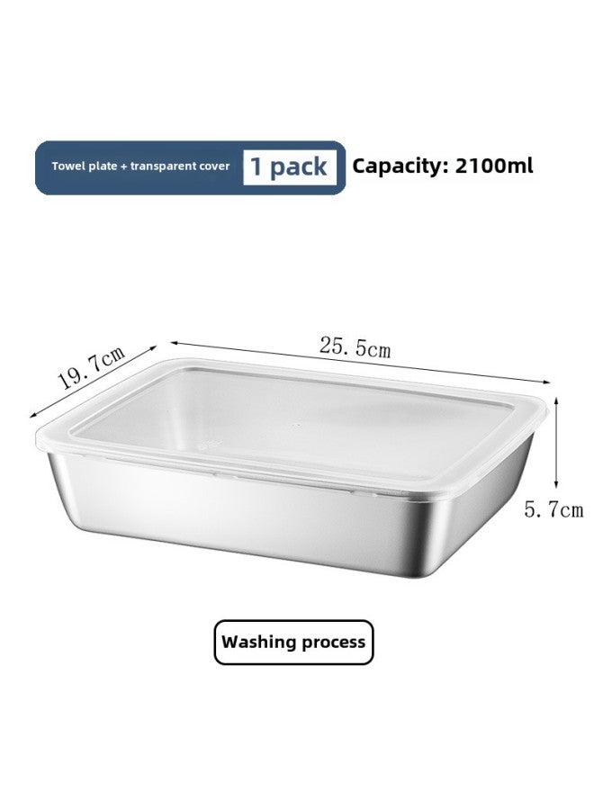 OEM OEM OEM Custom Processing Stainless Steel Fresh-keeping Box Lunch Box Lunch Box Seasoning Frozen Storage Box Sub-packed Lunch Box-Specifications:Laser 201 Washable* Towel Tray (white Cover)  - Image 1