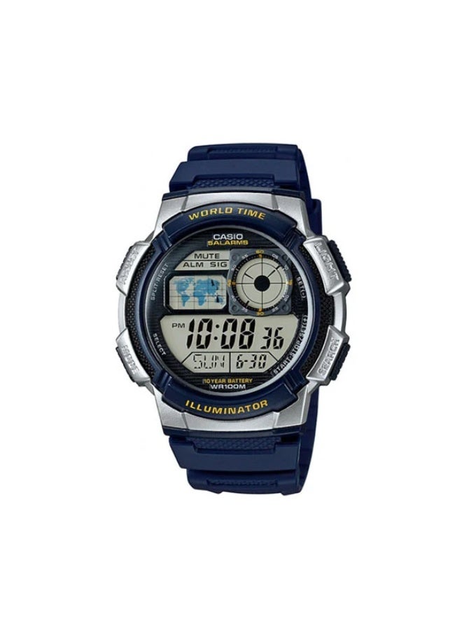 Casio Men's Digital Sports Watch Blue Resin Strap Silver Case AE-1000W-2AVDF - Image 1