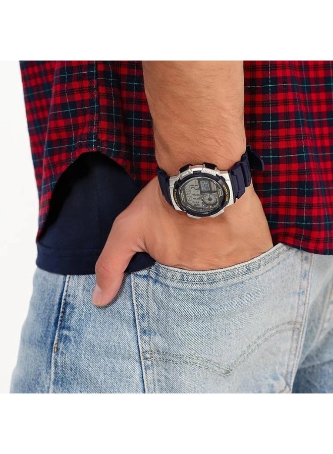 Casio Men's Digital Sports Watch Blue Resin Strap Silver Case AE-1000W-2AVDF - Image 5