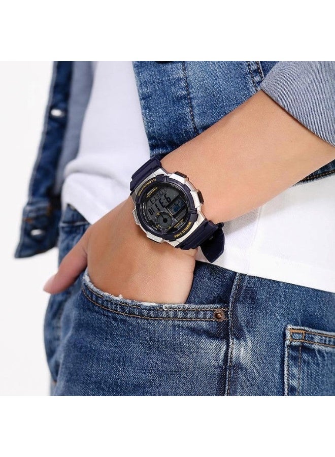 Casio Men's Digital Sports Watch Blue Resin Strap Silver Case AE-1000W-2AVDF - Image 2