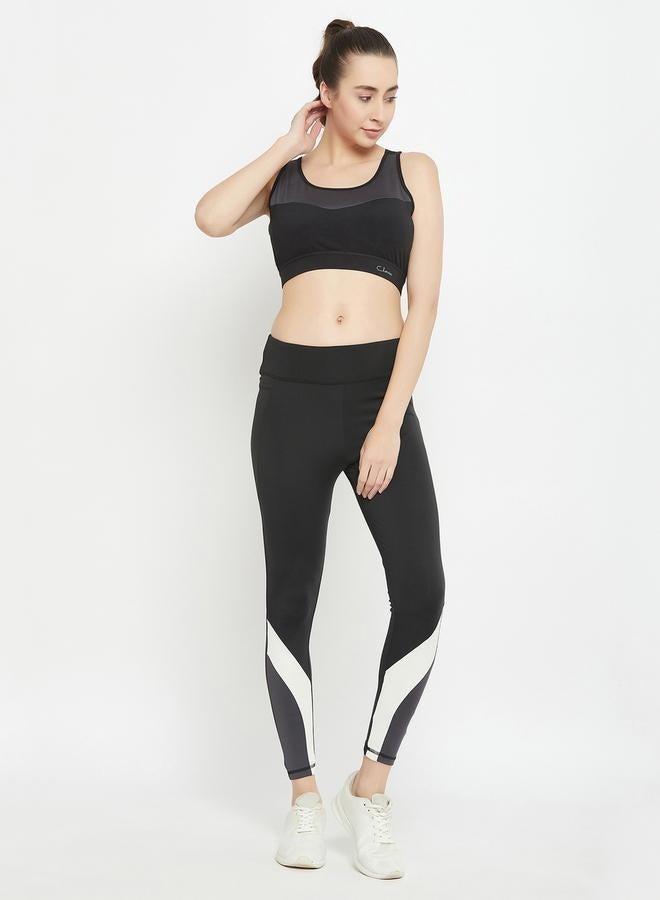 Clovia Clovia High Rise Tights with Printed Panel Detail  - Image 1