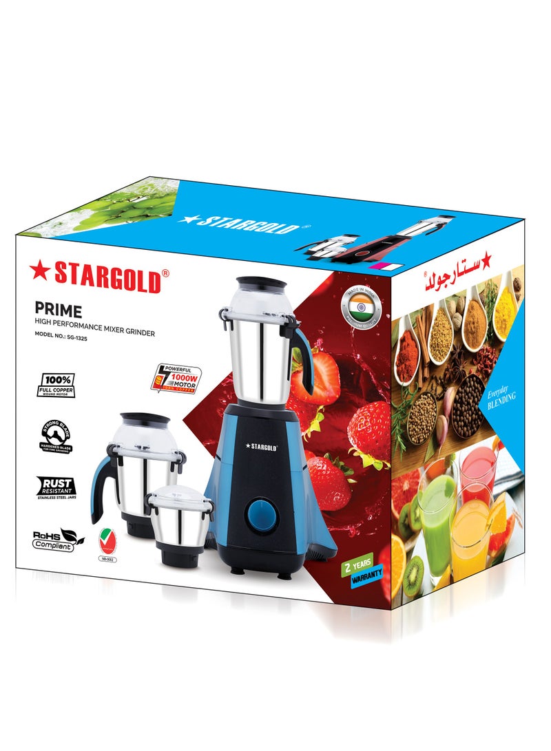 Stargold Mixer Grinder 1000 Watts 3-In-1 High Performance Copper Motor With Razor Sharp Blade  - Image 2