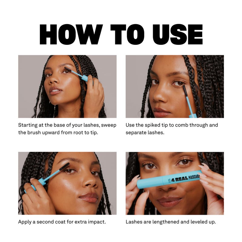 Babe Original 4 Real Mascara Black for Volume, Length, and Lift in Eyelashes, Defined & Flutterly Look, Vegan & Cruelty-Free - Image 5