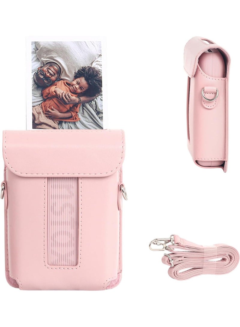 VKL for Fujifilm Instax Mini Link 3 Smartphone Printe,Mini Link3 Case Instax Mini Link3 PU Protective Case Convenient Magnetic Cover with Soft Microfiber Inner with Shoulder Strap -Pastel Pink - Image 1