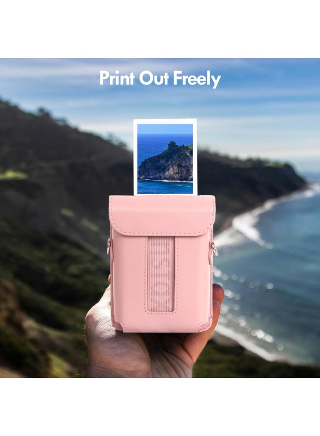 VKL for Fujifilm Instax Mini Link 3 Smartphone Printe,Mini Link3 Case Instax Mini Link3 PU Protective Case Convenient Magnetic Cover with Soft Microfiber Inner with Shoulder Strap -Pastel Pink - Image 4