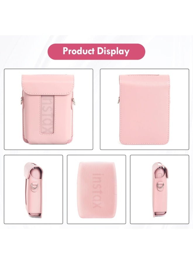 VKL for Fujifilm Instax Mini Link 3 Smartphone Printe,Mini Link3 Case Instax Mini Link3 PU Protective Case Convenient Magnetic Cover with Soft Microfiber Inner with Shoulder Strap -Pastel Pink - Image 5