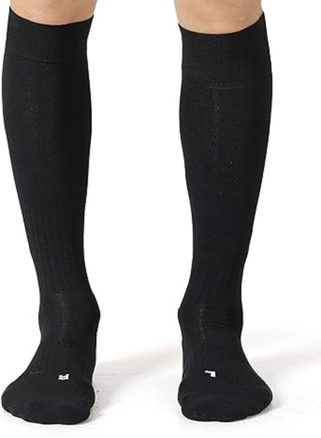 SLYK Football Soccer Socks for Men, Youth, Boys Compression Over Knee High Elasticity Performance Athletic Socks (BLACK) - Image 1