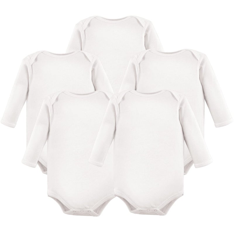Luvable Friends Unisex Baby Cotton Long-Sleeve Bodysuits, White, 9-12 Months - Image 5