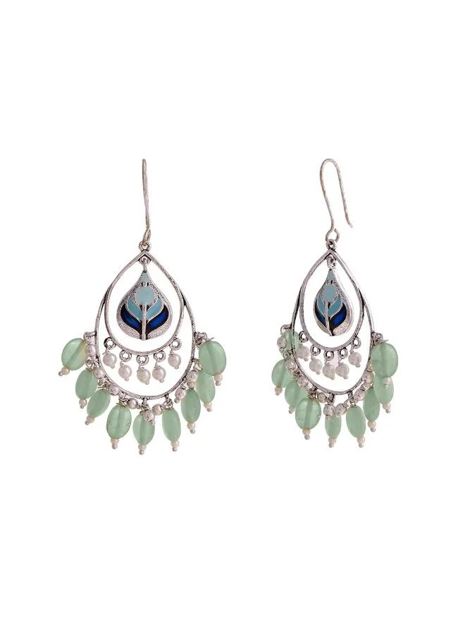 VOYLLA Bagh E Fiza Green Beads Earrings