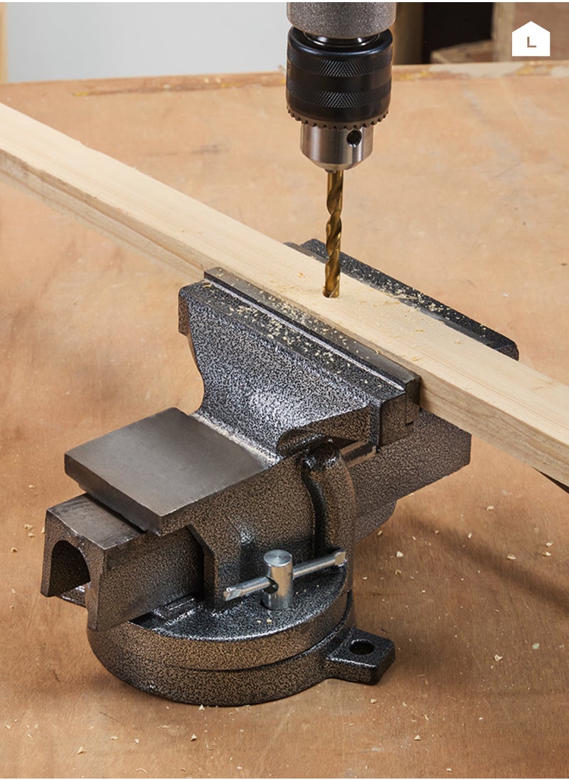 LAWAZIM Vice Bench -5inch Black- Heavy-Duty Durable Bench Vise Clamp with Secure Jaw, Fixed Base, and Quick-Release Mechanism -for Precision Metalworking, Woodworking, DIY Projects, and Workshop Tasks  - Image 5