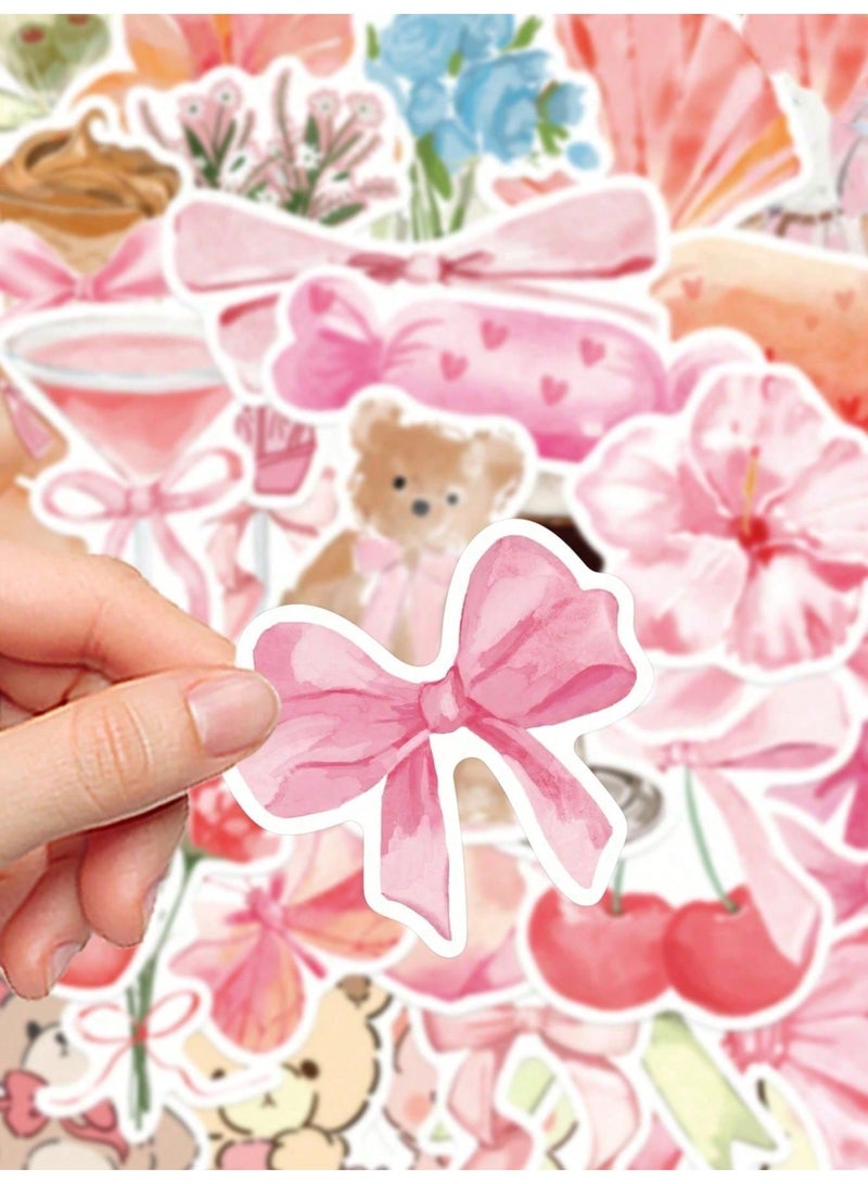 Miamia 100 Pcs Pink Cartoon Bear Stickers – Multi-Functional, Scratch-Resistant Decorative Stickers for Phones, Laptops, Cars, Skateboards, Bottles, and More – Cute Pink Pattern, Variety of Colors - Image 5
