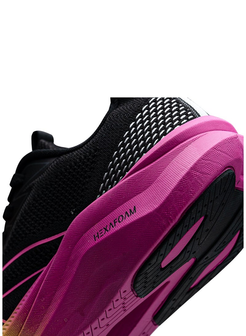 Hundred Glidepace  Multipurpose Shoes | Running, Walking, Training, Gym & Jogging | Active Grip | HexaFoam Technology |Carbon Fibre Support Plate (Black/Yellow/Orchid - EUR 45)