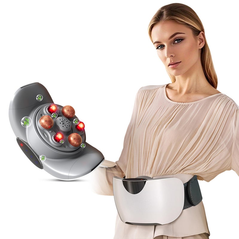 Automatic Abdominal Massager Bianstone Belly Rubbing Instrument Dualuse for Waist and Abdomen Positive and Negative Massage Flatulence Relief Promote Intestinal Peristalsis White