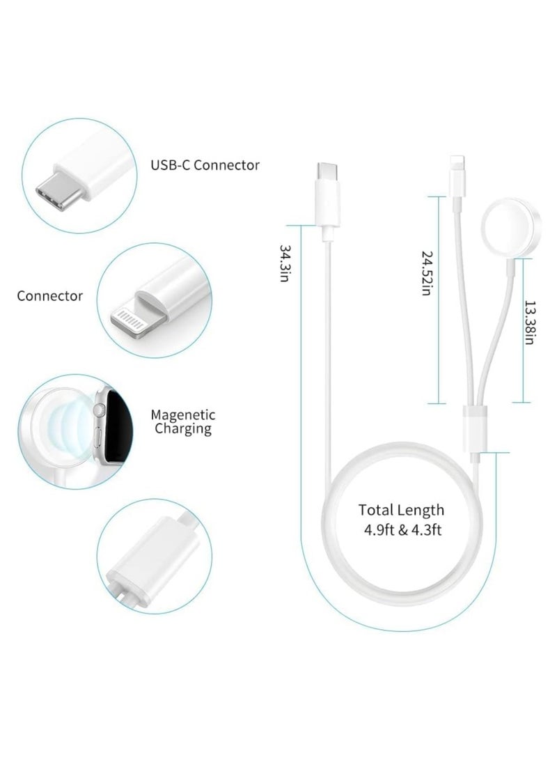 Excefore USB C Watch Charger, Magnetic Charging Cable, 4.9 ft/2m, 2 in 1 iPhone Watch Charger for Apple Watch Series SE/8/7/6/5/4/3/2/1 iPhone 14/13/12/11 Pro/Pro Max/XS Max/XS/XR - Image 3