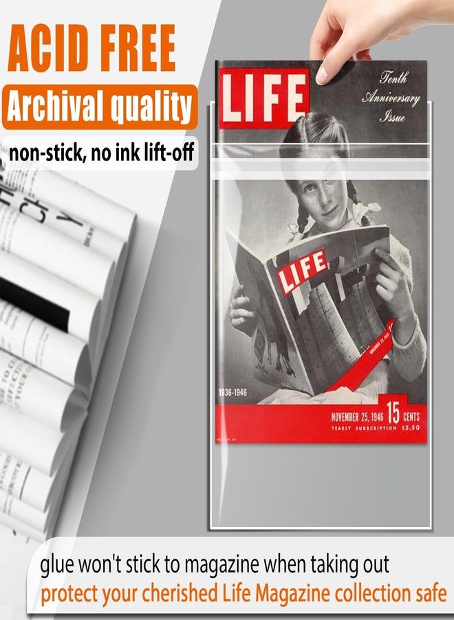 tutata Protector Bag for Life Magazine Bags 100 Pack Crystal Clear, Acid-Free Archival Quality, Collectible Life Magazines Storage Bags - Image 5
