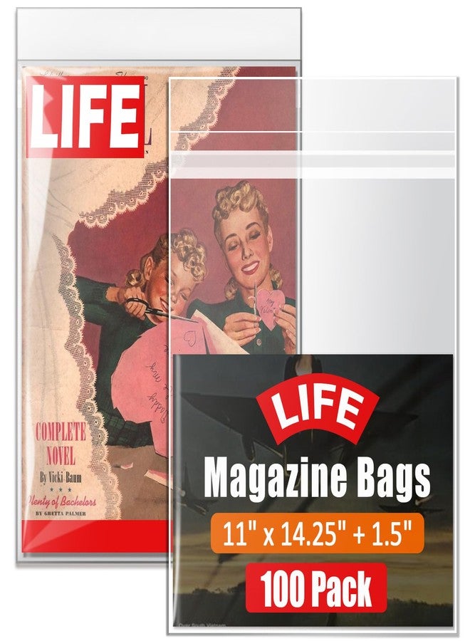 tutata Protector Bag for Life Magazine Bags 100 Pack Crystal Clear, Acid-Free Archival Quality, Collectible Life Magazines Storage Bags - Image 1