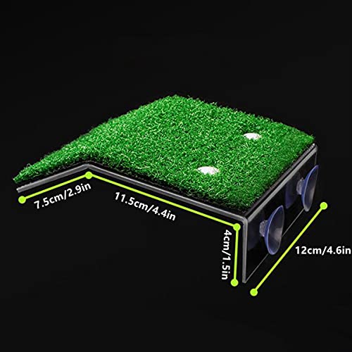 DoubleWood Lawn Turtle Basking Platform - Turtle Resting Platform with Simulation Grass, Ramp for Small Reptiles, Frogs, Terrapins (Medium) - Image 2