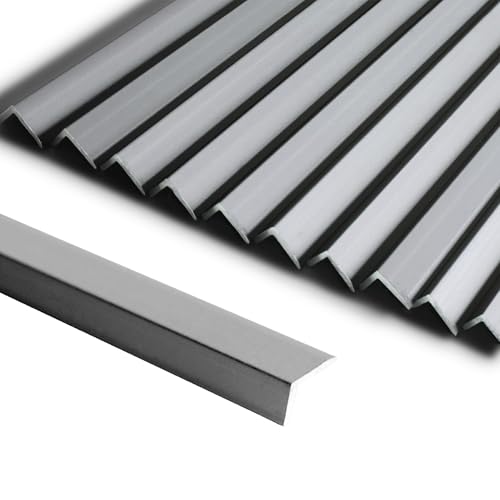 SUNWINGS 10-Pack 12 Inch Peel and Stick Aluminum Tile Trim, Decorative Kitchen Backsplash Trim Edge, Self Adhesive Tile Liner Matte Gray Medium - Image 1