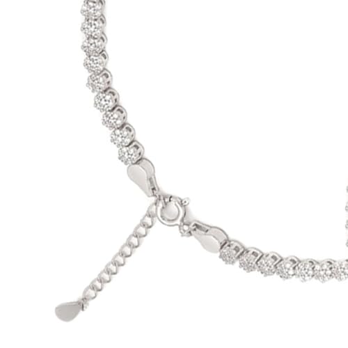 ZAVYA 925 Silver Rhodium Plated Glimmering Fusion CZ Anklet, Single | Gift for her, Gifts for Women & Girls | With Certificate of Authenticity and 925 Stamp - Image 4