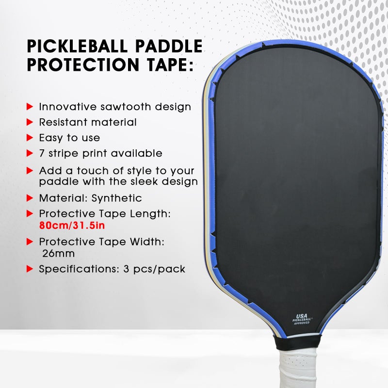 PICKLETECH Pickleball Edge Guard Tape â€“ Blue Stripe Edge Tape for Pickleball Paddle - Fit Perfectly Curved Edge - No Wrinkling - Image 4