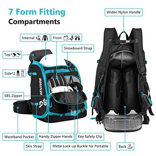 MORXPLOR Ski Boot Bag - 65L Padded, Waterproof Ski Travel Backpack for Gear & Accessories - Image 5