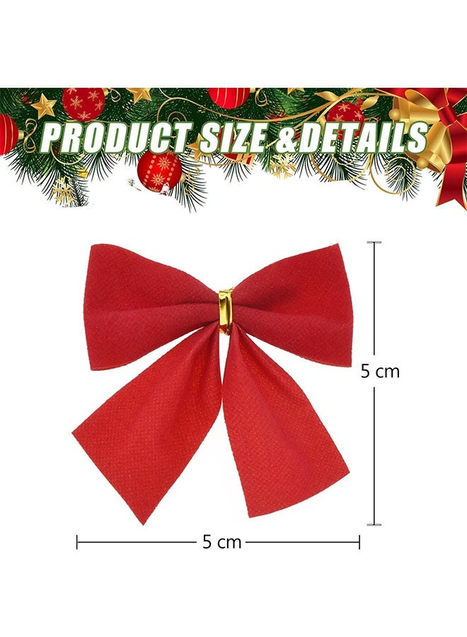 زفيف قطعة من زينة قوس عيد الميلاد لشجرة عيد الميلاد، وأقواس أكاليل حمراء، وزخارف أقواس عيد الميلاد المزخرفة لحفلات عيد الميلاد المنزلية، وأقواس صغيرة لامعة لعيد الميلاد لحلي الحرف اليدوية - Image 3