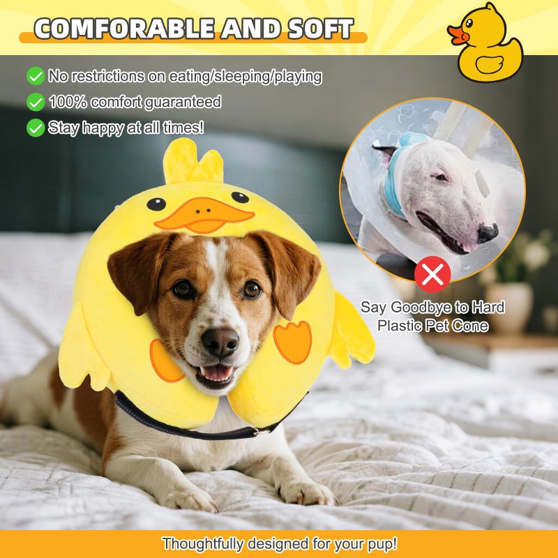 KOOLTAIL Inflatable Dog Cone Collar, Soft Donut E Collar for Dogs After Surgery to Stop Licking Enhanced Alternative, Blow Up Pet Neck Pillow Recovery Adjustable Cone for Dog Cat, Upgrade Size, Duck M - Image 3