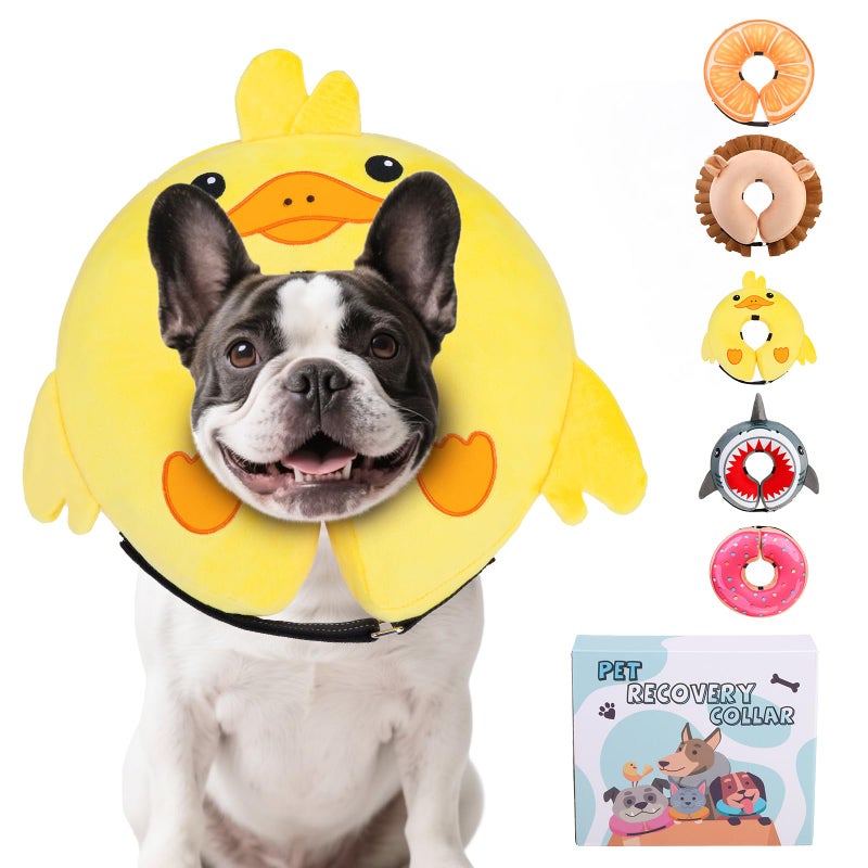 KOOLTAIL Inflatable Dog Cone Collar, Soft Donut E Collar for Dogs After Surgery to Stop Licking Enhanced Alternative, Blow Up Pet Neck Pillow Recovery Adjustable Cone for Dog Cat, Upgrade Size, Duck M - Image 1