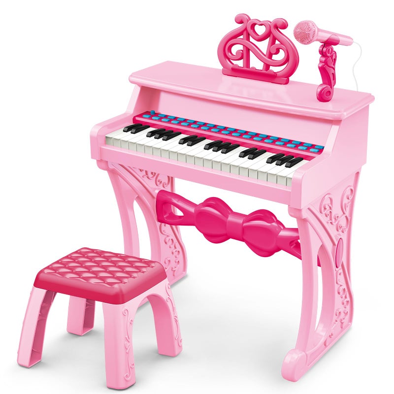 deAO Kids Piano Keyboard Toys for Girls 37 Keys Toddler Pianos Toy with Stool and Microphone Christmas Birthday Gift for Kids 3 Years Old - Image 3