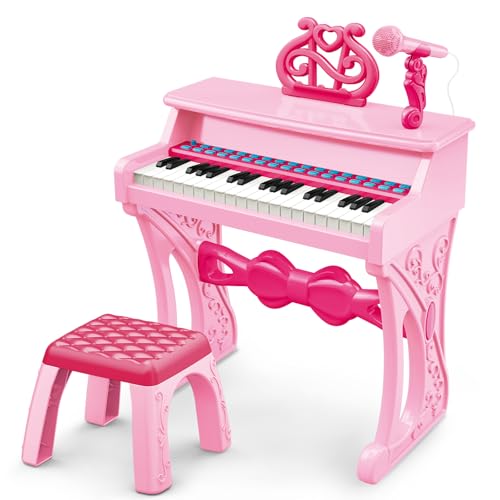 deAO Kids Piano Keyboard Toys for Girls 37 Keys Toddler Pianos Toy with Stool and Microphone Christmas Birthday Gift for Kids 3 Years Old - Image 1