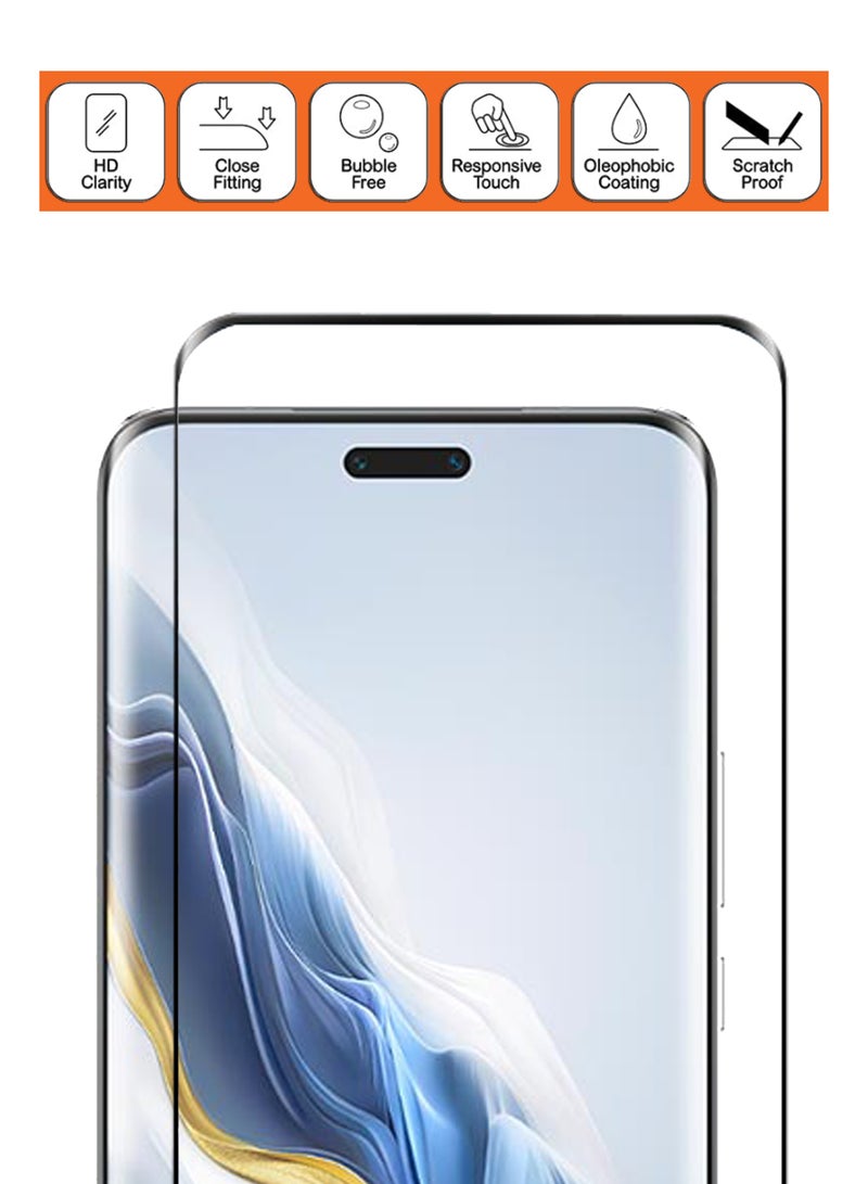 Honor Magic6 Pro - Tempered Glass Screen Protector - Delicate Touch , Higher Transparency , Easy to Install ,Anti-scratch and Bubble-free Screen Protector - Black - Image 3