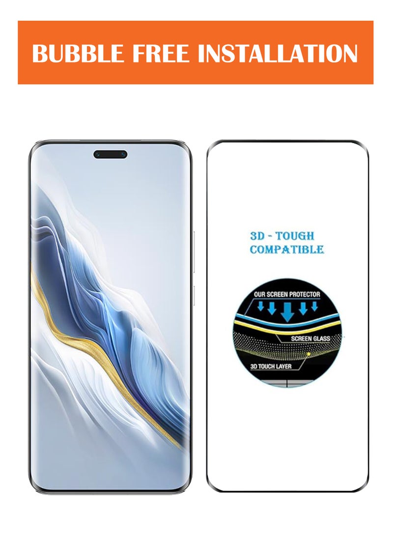 Honor Magic6 Pro - Tempered Glass Screen Protector - Delicate Touch , Higher Transparency , Easy to Install ,Anti-scratch and Bubble-free Screen Protector - Black - Image 2