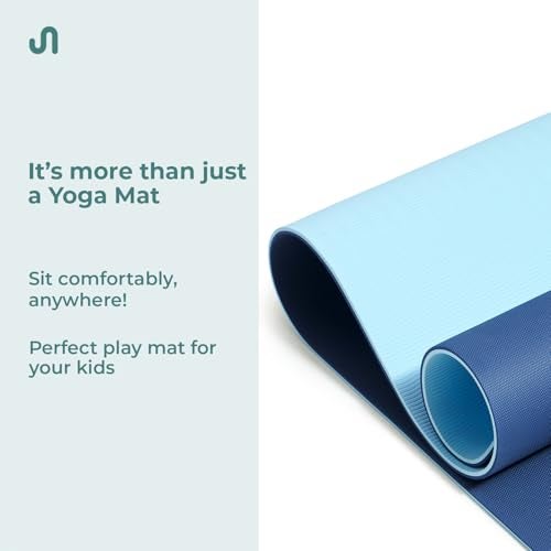 Bodyband Yoga Mat for Women and Men with Cover Bag TPE Material Extra Thick Exercise Yoga Mat for Men for Workout Yoga Fitness Exercise Mat Anti Slip & Anti Skid Mat Gym Mat - 6mm Dark & Light Blue - Image 5