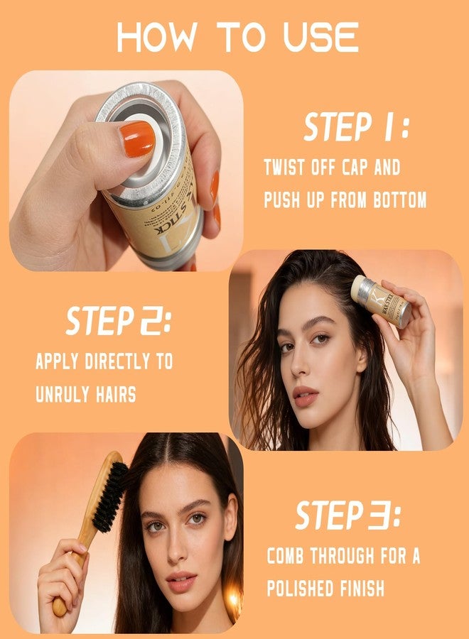 sam sugar Hair Wax Stick for Flyaways, Hair Finishing Stick with Boar Bristle Brush, Slick Back Hair Brush, Control Frizz & Smooth Baby Hairs for Slick Back Styles - Image 2