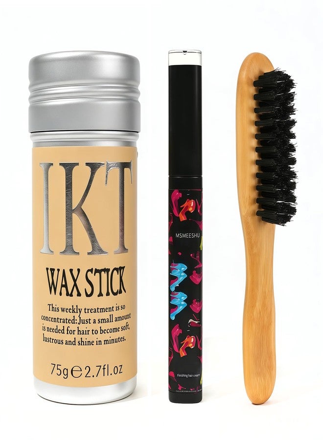 sam sugar Hair Wax Stick for Flyaways, Hair Finishing Stick with Boar Bristle Brush, Slick Back Hair Brush, Control Frizz & Smooth Baby Hairs for Slick Back Styles - Image 1