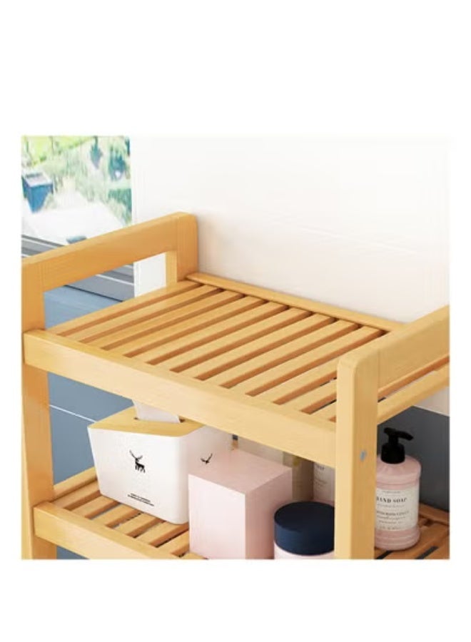 ZCM-HAPPY Multi-Functional Multi-Layer Large Solid Wood Floor Bathroom Storage Rack 50*30*119CM - Image 4