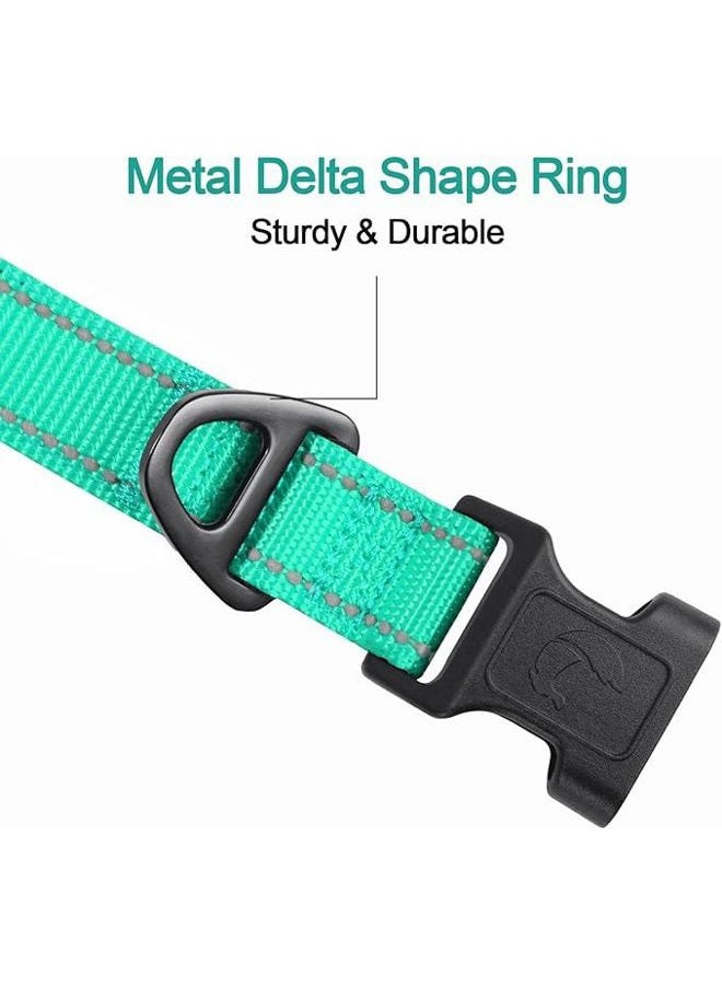 Joytale Reflective Dog Collar,Soft Neoprene Padded Breathable Nylon Pet Collar Adjustable for Medium Dogs,Teal,M - Image 3