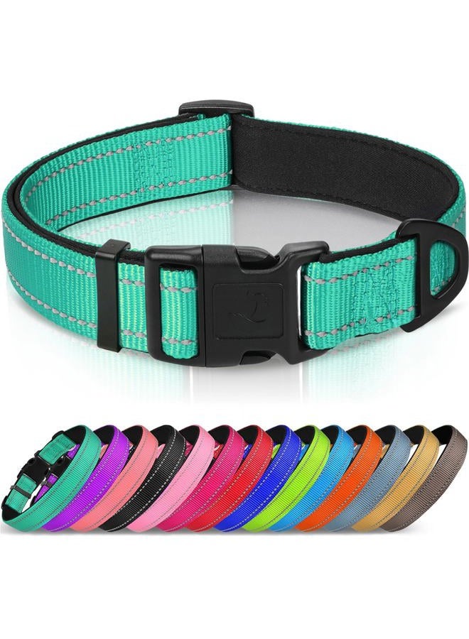 Joytale Reflective Dog Collar,Soft Neoprene Padded Breathable Nylon Pet Collar Adjustable for Medium Dogs,Teal,M - Image 1